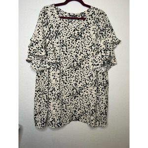 NWT Bloomchic Leopard Ruffle Sleeve Blouse 4X